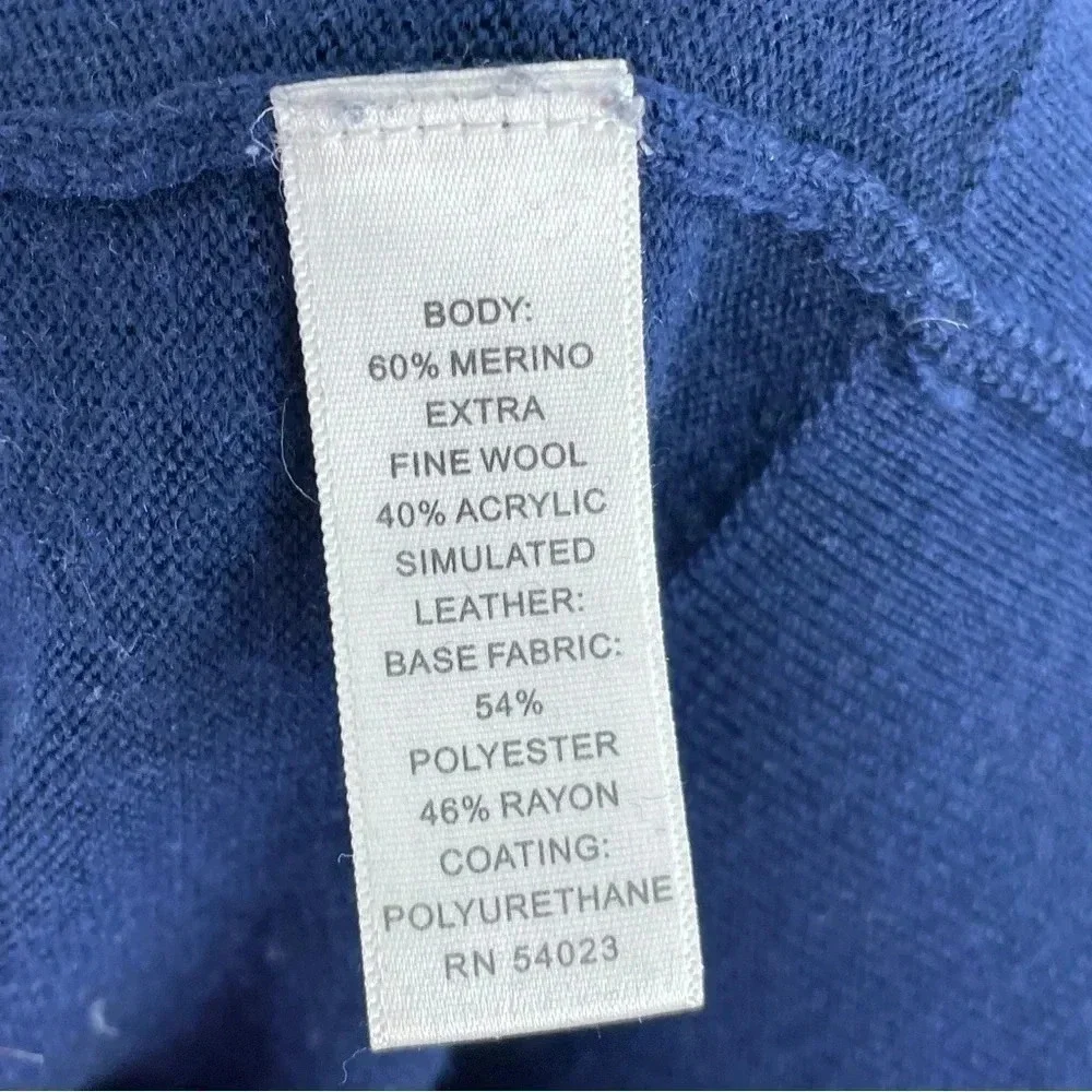 Banana Republic Sweater 1/4 Zip Merino Wool blue L mens 0654